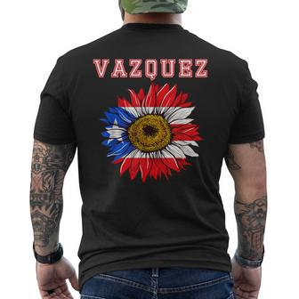 Custom Vazquez Surname Family Name Puerto Rico Flag Men's T-shirt Back Print - Seseable
