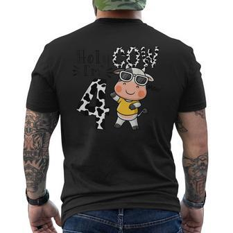 Cute 4Th Cow Farm Animals Bday Holy Cow I'm 4 Birthday Boy Men's T-shirt Back Print - Monsterry UK
