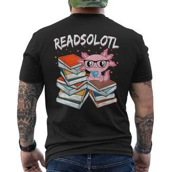 Cute Axolotl Read Book Readsolotl Axolotl Reading Books Men's T-shirt Back Print - Seseable