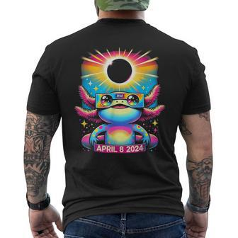 Cute Axolotl Wearing Solar Eclipse Glasses April 8 2024 Men's T-shirt Back Print - Seseable