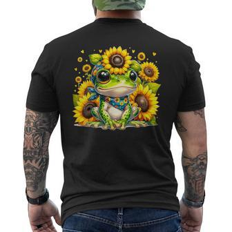 Cute Baby Frog Sunflowers Men's T-shirt Back Print | Mazezy