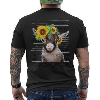 Cute Baby Goat Sunflower Vintage Retro Goat Sun Flower Men's T-shirt Back Print | Mazezy