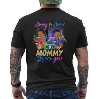 Cute Beauty Or Beat Mommy Loves You Gender Reveal Party Men's T-shirt Back Print - Monsterry DE