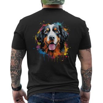 Cute Bernese Mountain Dog On Painted Bernese Mountain Dog Men's T-shirt Back Print - Monsterry DE