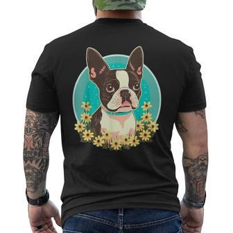 Cute Boston Terrier Dog On Boston Terrier Lover Men's T-shirt Back Print | Mazezy