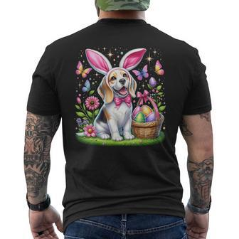 Cute Bunny Beagle Dog Easter Eggs Basket Easter Day Delight Men's T-shirt Back Print - Monsterry CA