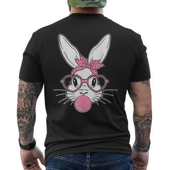 Cute Bunny Face Easter Day Bubblegum Bandana Glasses Men's T-shirt Back Print - Thegiftio UK