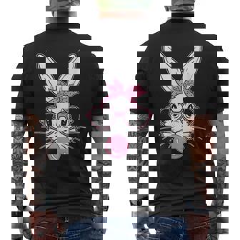 Cute Bunny Face Easter Day Bubblegum Bandana Glasses Men's T-shirt Back Print - Thegiftio