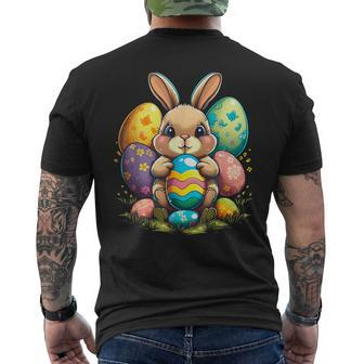 Cute Bunny Rabbit Happy Easter Egg Men's T-shirt Back Print - Seseable