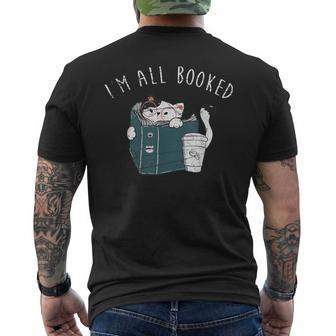 Cute Cat Lover Idea Im All Booked Reading Men's T-shirt Back Print - Thegiftio UK
