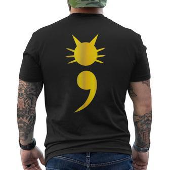 Cute Cat Semicolon T May Mental Health Awareness Month Men's T-shirt Back Print - Monsterry DE