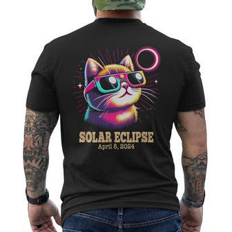 Cute Cat Total Solar Eclipse April 8 2024 Men's T-shirt Back Print | Mazezy