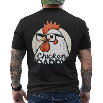 Cute Chicken Daddy Vintage Poultry Farmer Fathers Day Men's T-shirt Back Print - Seseable