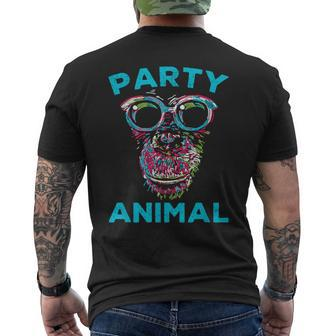 Cute Chimpanzee Party Animal Lover Colorful Monkey Men's T-shirt Back Print - Thegiftio UK