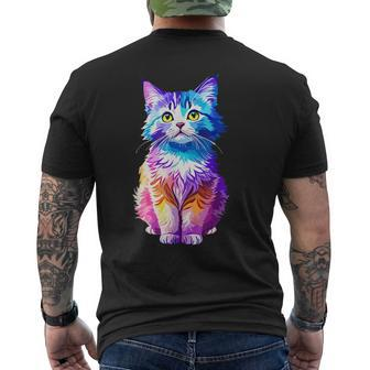 Cute Colorful Cat Men's T-shirt Back Print - Monsterry CA