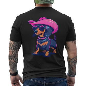 Cute Dachshund Pink Cowboy Hat Wiener Sausage Dog Puppy Men's T-shirt Back Print | Mazezy AU