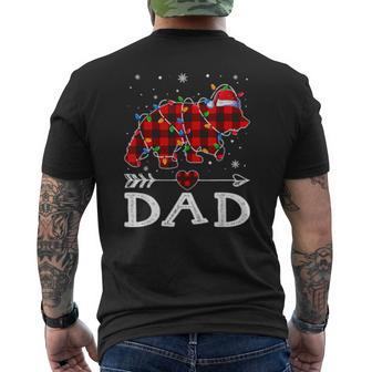 Cute Dad Bear Family Red Plaid Christmas Pajama Mens Back Print T-shirt | Mazezy