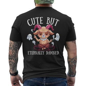 Cute But Damned Baphomet Gothic Goat Satanist Pentagram Men's T-shirt Back Print - Monsterry