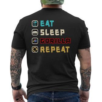 Cute Eat Sleep Gorilla Repeat Monke Tag Vr Gamer Men's T-shirt Back Print | Mazezy
