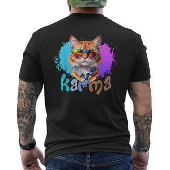 Cute Cat Lover Heart Shape Karma Men's T-shirt Back Print - Monsterry UK