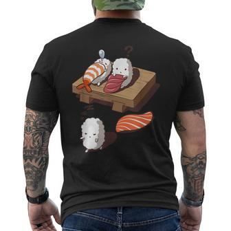Cute And Japanese Nigiri Sushi Sleepwalking Men's T-shirt Back Print - Monsterry DE