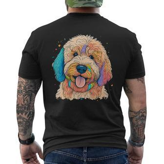 Cute Goldendoodle Dog On Golden Doodle Lover Men's T-shirt Back Print - Monsterry