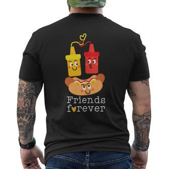 Cute Hot Dog With Ketchup And Mustard Men's T-shirt Back Print - Monsterry AU