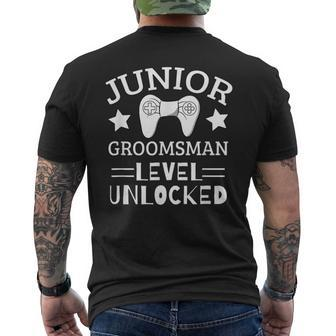 Cute Junior Groomsman Gaming Wedding Party Jr Boys Men's T-shirt Back Print - Monsterry