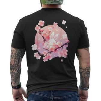 Cute Kawaii Bunny Rabbit Cherry Blossom Moon Anime Bunny Men's T-shirt Back Print - Thegiftio UK