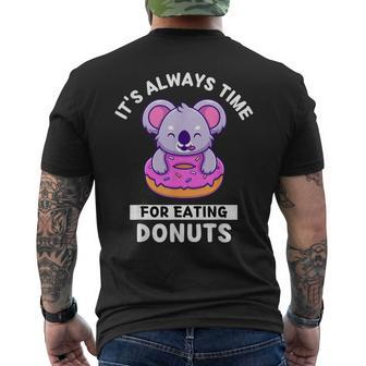 Cute Kawaii Koala It's Always Time For Eating Donuts Men's T-shirt Back Print - Thegiftio UK