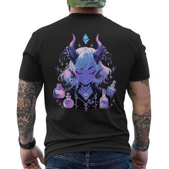 Cute Kawaii Witchy Demonic Lady Crystal Alchemy Pastel Goth Men's T-shirt Back Print - Seseable
