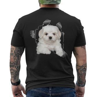 Cute Maltese Torn Cloth Maltese Lover Dog Owner Puppy Men's T-shirt Back Print | Mazezy