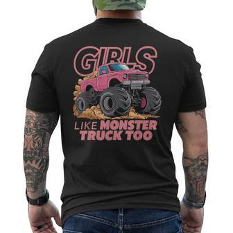Cute Monster Truck Birthday Party Monster Truck Girl Men's T-shirt Back Print | Mazezy