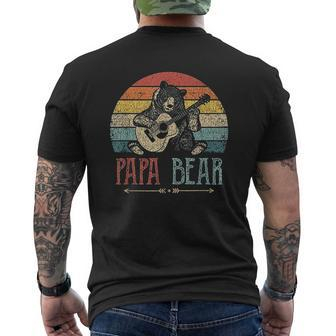Cute Papa Bear Vintage Fathers Day Retro Dad Guitar Mens Back Print T-shirt - Thegiftio UK