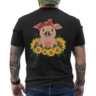 Cute Pig Bandana Sunflower Men's T-shirt Back Print | Mazezy