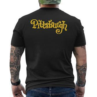 Cute Pittsburgh Black And Yellow Typography Men's T-shirt Back Print - Monsterry AU