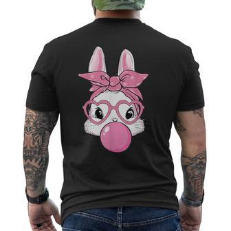 Cute Rabbit Bunny Blowing Bubble Gum Easter Day Men's T-shirt Back Print - Seseable