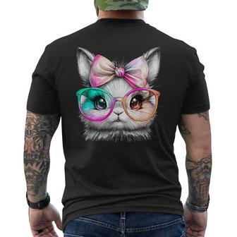 Cute Rabbit With Glasses Tie-Dye Easter Day Bunny Men's T-shirt Back Print | Mazezy