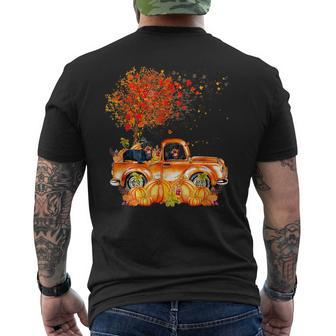 Cute Rottweiler Dog On Pumpkins Truck Autumn Leaf Fall Mens Back Print T-shirt - Thegiftio UK