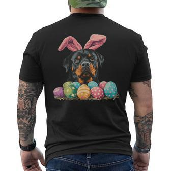 Cute Rottweiler Easter Rottweiler Dog Eggs Basket Bunny Ears Men's T-shirt Back Print - Thegiftio UK