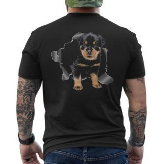 Cute Rottweiler Torn Cloth Rottweiler Lover Dog Owner Puppy Men's T-shirt Back Print | Mazezy