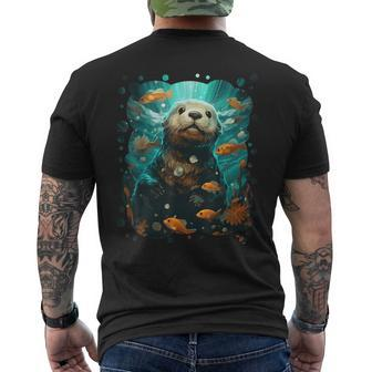 Cute Sea Otter Animal Nature Lovers Graphic Men's T-shirt Back Print - Seseable