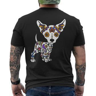 Cute Sugar Skull Chihuahua Men's T-shirt Back Print | Mazezy