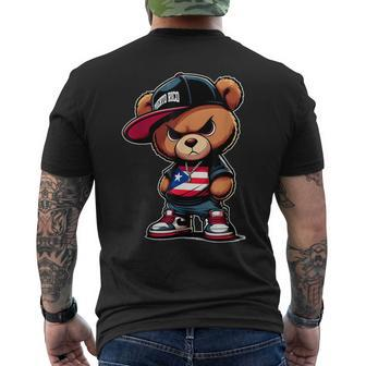 Cute Teddy Bear Puerto Rico Flag Boricua Puerto Rican Men's T-shirt Back Print - Seseable