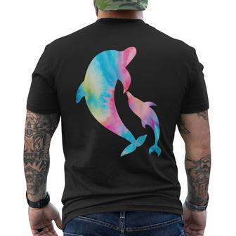 Cute Tie-Dye Dolphin Parent And Child Dolphins Men's T-shirt Back Print | Mazezy