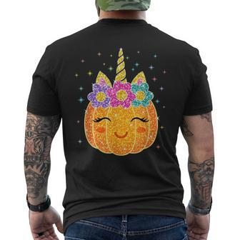 Cute Unicorn Pumpkin Halloween Thanksgiving V2 Mens Back Print T-shirt - Thegiftio UK