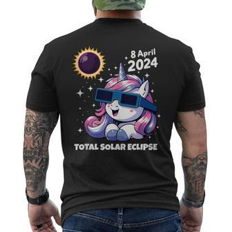 Cute Unicorn Total Solar Eclipse 2024 Totality Unicorn Men's T-shirt Back Print - Monsterry