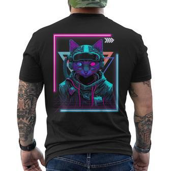 Cyberpunk Cat Kitty Punker Futuristic Cyber Punk T-Shirt mit Rückendruck - Seseable