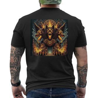 Cyberpunk Style Cerberus Men's T-shirt Back Print | Mazezy