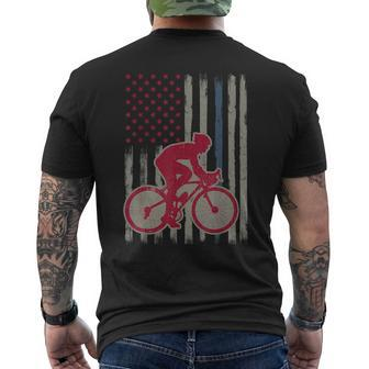 Cycling American Flag Patriotic Usa 4Th Of July Vintage Men's T-shirt Back Print - Monsterry
